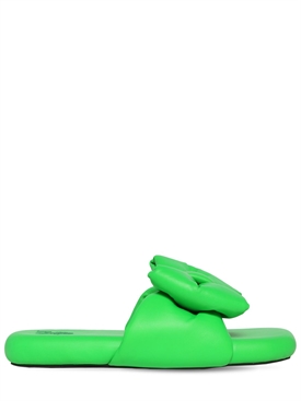 Off-White - Sandalias planas de piel acolchada 20mm - Verde | Luisaviaroma