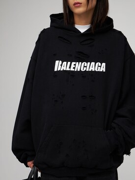 balenciaga destroyed hoodie black