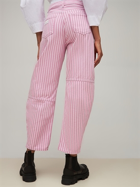 GANNI - Striped cotton denim jeans 