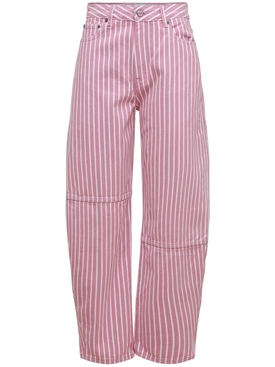 GANNI - Striped cotton denim jeans 