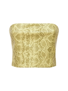 yellow strapless top