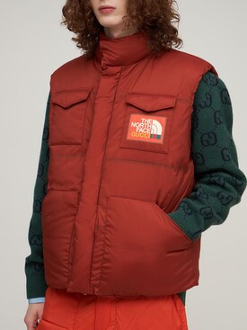 brown north face body warmer