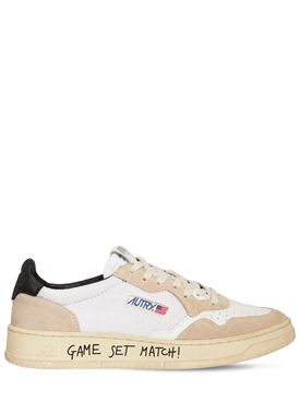 Autry - Leather \u0026 suede low sneakers - White/Black | Luisaviaroma