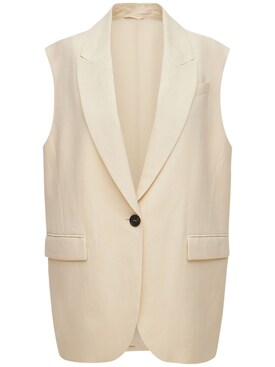 Luisaviaroma Women Clothing Jackets Gilets Buttoned Cotton Velvet Vest 