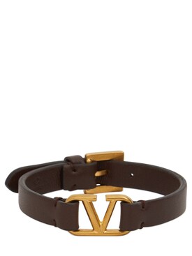 Slim v logo leather belt bracelet - Valentino Garavani - Men