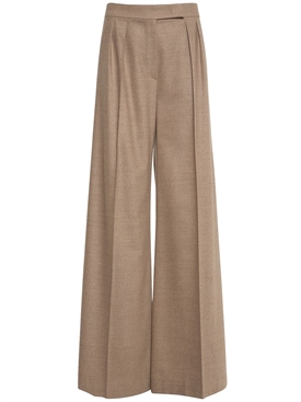 Max Mara - Pantaloni larghi vita alta fiore in misto lana - Medium Cacha |  Luisaviaroma