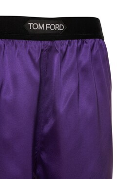 tom ford logo silk satin mini shorts