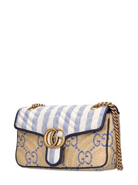 Gucci - Bolso pequeño gg marmont 2.0 de rafia - Natural Blue | Luisaviaroma
