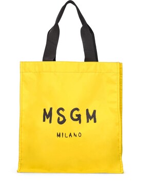 Brushed logo nylon tote bag - Msgm - Men | Luisaviaroma