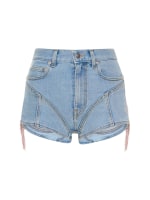 Lvr exclusive fringed denim shorts - MUGLER - Women  | Luisaviaroma