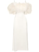 Satin midi dress w/ feathers - David Koma - Women | Luisaviaroma