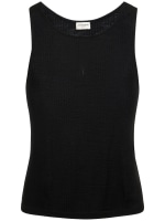 SAINT LAURENT Cassandre embroidered ribbed wool tank