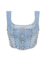 Studded denim crop corset - Alessandra Rich - Women