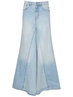 Jupe longue en denim de coton extreme godet Victoria Beckham