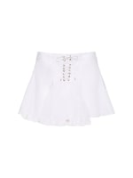 Pleated poplin lace-up mini skirt - Ludovic de Saint Sernin