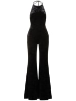 Halterneck flared velvet jumpsuit in black - Alexandre Vauthier