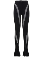 Mugler Sheer-panelled Leggings In Black