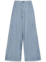 Yohji Yamamoto | Women Coated Denim Wide Jeans Light Blue 1