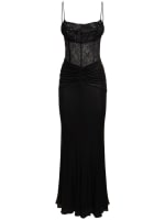 ALESSANDRA RICH | Laminated jersey long dress w/ lace | WOMEN | Black | 42 | Viscose |
