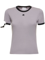 Buckle contrast cotton t-shirt - Courreges - Women | Luisaviaroma