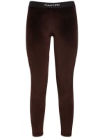 Samt-leggings mit logo und hohem bund - Tom Ford - Damen