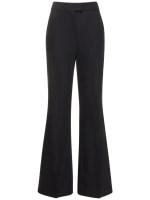 Pinstriped flared wool-blend pants