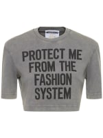 【Moschino】コットンジャージークロップドTシャツ □MOSCHINO□ コットンジャージークロップドTシャツ ホワイト