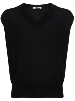 Silk & cashmere knit v-neck vest - AURALEE - Men | Luisaviaroma