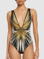 Ray of gold printed lycra swimsuit - Roberto Cavalli - Women  | Luisaviaroma