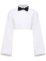 Cotton broad crop shirt w/satin bowtie - Noir Kei Ninomiya - Women  | Luisaviaroma
