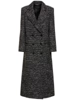 Cappotto doppiopetto lungo in tweed di lana Alberta Ferretti