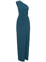 navy blue dress for baby girl Roland Mouret Asymmetric silk crepe long dress|RMSS23017GGREEN main image 1