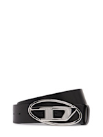 ベルト DIESEL Leather belt Bianco Women's 2.4cm leather belt with enamelled buckle | White