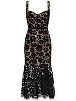 chinese dress ladies Self-Portrait - Black Lace Trim Knit Midi Dress main image 0