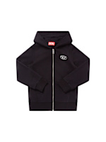 トップス DIESEL zip hoodie Zip-up cotton sweatshirt hoodie w/logo - Diesel Kids - ガールズ