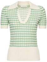 Polo everley in maglia di misto cotone - Zimmermann - Donna - Green/Cream - 4
