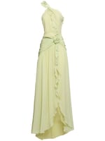 blumarine ruffled silk long dress Maxi In Neutrals - 25% Off Viscose georgette Halterneck with a ruched trim Sleeveless Hand Fashion Bomb Daily | @hallebailey