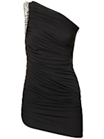 knee length dresses for ladies CRYSTAL BUCKLE DETAIL JERSEY MINI DRESS – David Koma main image 0