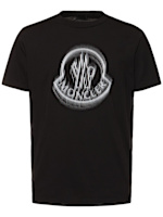 Blurred logo cotton t--shirt - Moncler - Men | Luisaviaroma