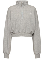 Cropped half-zip cotton blend sweatshirt - Éterne - Women  | Luisaviaroma