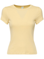 Car organic cotton rib s/s baby t-shirt - Flore Flore - Women  - Light Yellow - XS