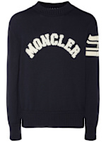 Logo cotton yarn crewneck sweater - Moncler - Men | Luisaviaroma