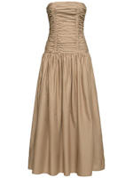 MATTEAU | Strapless drop waist poplin long dress | WOMEN | Brown | 1 | Organiccotton |