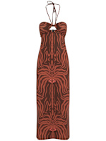 JOHANNA ORTIZ JUNGLE PALMS MIDI DRESS | THE New TREND DARK CHOCOLATE/CAMEL / US 4