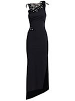 Vestito lungo in jersey e pizzo - Coperni - Donna - Nero - XS