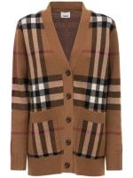 C rdigan de lana y cashmere con cuadros Burberry Mujer