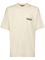 Logo embroidery cotton t-shirt - Balenciaga - Men | Luisaviaroma