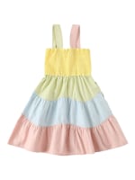 Color block organic cotton satin dress Stella McCartney Kids