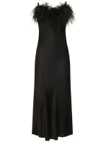 midi pink tulle dress Black and Pink Strapless Midi Dress With Tulle Skirt