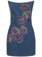 giuseppe di morabito womens denim mini dress blue BABY BLUE LOVE DENIM MINI DRESS l FLYING TOMATO – Flying Tomato main image 1